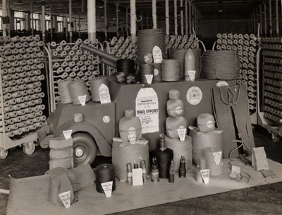 Display of various products made by the workers for the war